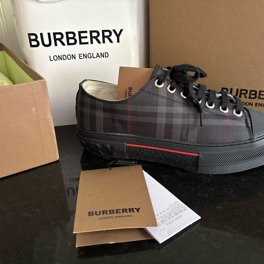 Burberry Blue Nova Check  Platform Sneakers, Brand New In Box w/tags
